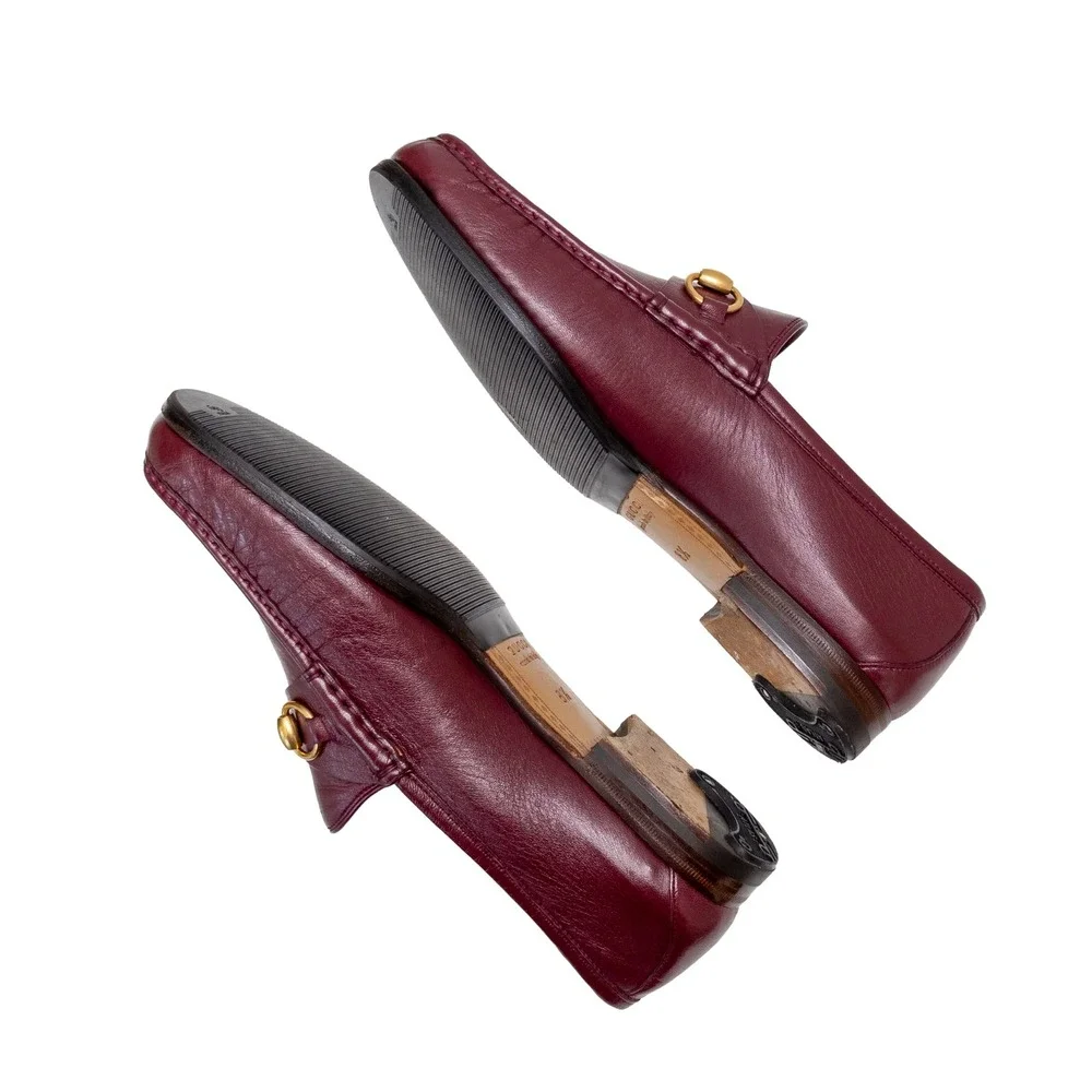 Gucci Horsebit Loafers Burgundy Leather Gold Hardware Mens UK 8.5 US 9.5